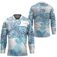 Aotearoa Maori Koru Curves Hockey Jersey Aqua Paua Shell