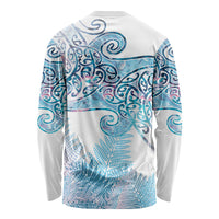 Aotearoa Maori Koru Curves Long Sleeve Shirt Aqua Paua Shell