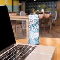 Aotearoa Maori Koru Curves Skinny Tumbler Aqua Paua Shell