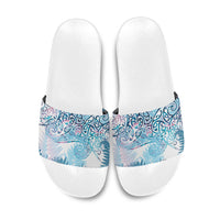 Aotearoa Maori Koru Curves Slide Sandals Aqua Paua Shell