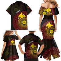 Papua New Guinea Independence Personalized Family Matching Mermaid Dress and Hawaiian Shirt Tapa Circle LT7 - Polynesian Pride