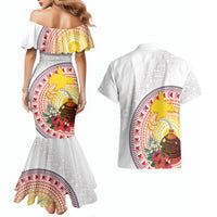 Hapi De Bilong Indipendens Papua New Guinea Couples Matching Mermaid Dress and Hawaiian Shirt PNG Lime Pot LT7 - Polynesian Pride