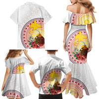 Hapi De Bilong Indipendens Papua New Guinea Family Matching Mermaid Dress and Hawaiian Shirt PNG Lime Pot LT7 - Polynesian Pride