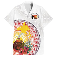 Hapi De Bilong Indipendens Papua New Guinea Family Matching Mermaid Dress and Hawaiian Shirt PNG Lime Pot LT7 Dad's Shirt - Short Sleeve White - Polynesian Pride