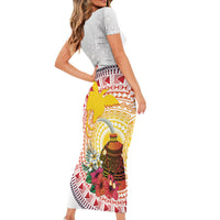 Hapi De Bilong Indipendens Papua New Guinea Family Matching Short Sleeve Bodycon Dress and Hawaiian Shirt PNG Lime Pot LT7 - Polynesian Pride