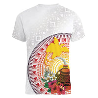 Hapi De Bilong Indipendens Papua New Guinea Women V-Neck T-Shirt PNG Lime Pot LT7 - Polynesian Pride