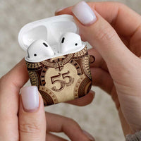 Bula Fiji Day 55th Anniversary Masi Tapa AirPods Case Emerald Jubilee - Beige - Polynesian Pride