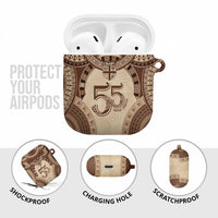 Bula Fiji Day 55th Anniversary Masi Tapa AirPods Case Emerald Jubilee - Beige - Polynesian Pride