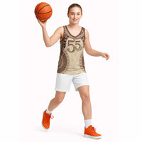 Bula Fiji Day 55th Anniversary Masi Tapa Basketball Jersey Emerald Jubilee - Beige - Polynesian Pride