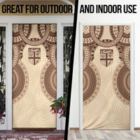 Bula Fiji Day 55th Anniversary Masi Tapa Door Cover Emerald Jubilee - Beige - Polynesian Pride