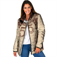 Bula Fiji Day 55th Anniversary Masi Tapa Padded Jacket Emerald Jubilee - Beige - Polynesian Pride