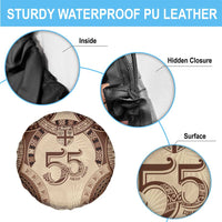 Bula Fiji Day 55th Anniversary Masi Tapa Spare Tire Cover Emerald Jubilee - Beige - Polynesian Pride