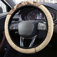Bula Fiji Day 55th Anniversary Masi Tapa Steering Wheel Cover Emerald Jubilee - Beige - Polynesian Pride