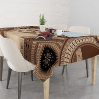 Bula Fiji Day 55th Anniversary Masi Tapa Tablecloth Emerald Jubilee - Beige - Polynesian Pride