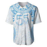 Bula Fiji Day 55th Anniversary Masi Tapa Baseball Jersey Emerald Jubilee - Turquoise - Polynesian Pride