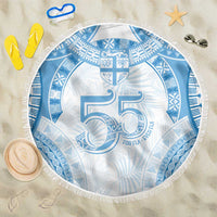 Bula Fiji Day 55th Anniversary Masi Tapa Beach Blanket Emerald Jubilee - Turquoise - Polynesian Pride