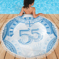 Bula Fiji Day 55th Anniversary Masi Tapa Beach Blanket Emerald Jubilee - Turquoise - Polynesian Pride