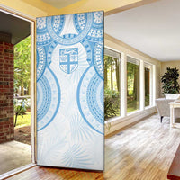 Bula Fiji Day 55th Anniversary Masi Tapa Door Cover Emerald Jubilee - Turquoise - Polynesian Pride