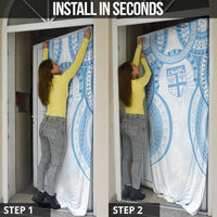 Bula Fiji Day 55th Anniversary Masi Tapa Door Cover Emerald Jubilee - Turquoise - Polynesian Pride