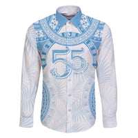 Bula Fiji Day 55th Anniversary Masi Tapa Family Matching Off Shoulder Short Dress and Hawaiian Shirt Emerald Jubilee - Turquoise - Polynesian Pride