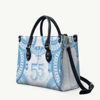 Bula Fiji Day 55th Anniversary Masi Tapa Leather Bag Emerald Jubilee - Turquoise - Polynesian Pride