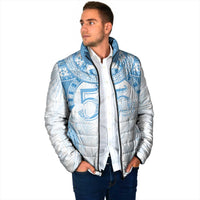 Bula Fiji Day 55th Anniversary Masi Tapa Padded Jacket Emerald Jubilee - Turquoise - Polynesian Pride