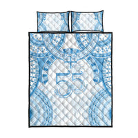 Bula Fiji Day 55th Anniversary Masi Tapa Quilt Bed Set Emerald Jubilee - Turquoise - Polynesian Pride