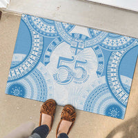 Bula Fiji Day 55th Anniversary Masi Tapa Rubber Doormat Emerald Jubilee - Turquoise - Polynesian Pride