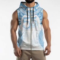 Bula Fiji Day 55th Anniversary Masi Tapa Sleeveless Zip Hoodie Emerald Jubilee - Turquoise LT7 - Polynesian Pride