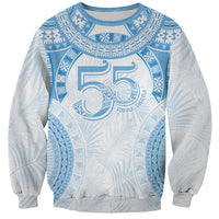 Bula Fiji Day 55th Anniversary Masi Tapa Sweatshirt Emerald Jubilee - Turquoise - Polynesian Pride
