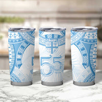 Bula Fiji Day 55th Anniversary Masi Tapa Tumbler Cup Emerald Jubilee - Turquoise - Polynesian Pride