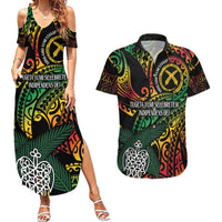 Vanuatu Indipendens Dei Couples Matching Summer Maxi Dress and Hawaiian Shirt Mix Traditional Sand Drawing LT7 Colorful - Polynesian Pride