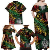 Vanuatu Indipendens Dei Family Matching Off Shoulder Maxi Dress and Hawaiian Shirt Mix Traditional Sand Drawing LT7 - Polynesian Pride