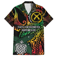 Vanuatu Indipendens Dei Family Matching Off Shoulder Short Dress and Hawaiian Shirt Mix Traditional Sand Drawing LT7 Dad's Shirt - Short Sleeve Colorful - Polynesian Pride