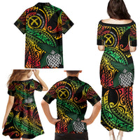 Vanuatu Indipendens Dei Family Matching Puletasi and Hawaiian Shirt Mix Traditional Sand Drawing LT7 - Polynesian Pride