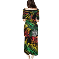 Vanuatu Indipendens Dei Family Matching Puletasi and Hawaiian Shirt Mix Traditional Sand Drawing LT7 - Polynesian Pride