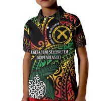 Vanuatu Indipendens Dei Kid Polo Shirt Mix Traditional Sand Drawing