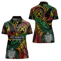 Vanuatu Indipendens Dei Women Polo Shirt Mix Traditional Sand Drawing