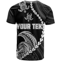 Custom Guam T Shirt Tribal Turtles Curves Style Black LT7 - Polynesian Pride