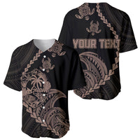 Personalised Guam Baseball Jersey Tribal Turtles Curves Style - Brown LT7 - Polynesian Pride