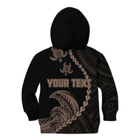 Personalised Guam Kid Hoodie Tribal Turtles Curves Style - Brown LT7 - Polynesian Pride