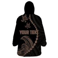 Personalised Guam Wearable Blanket Hoodie Tribal Turtles Curves Style - Brown LT7 - Polynesian Pride