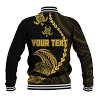 Personalised Guam Baseball Jacket Tribal Turtles Curves Style - Gold LT7 - Polynesian Pride