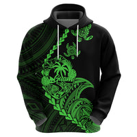 Custom Guam Hoodie Tribal Turtles Curves Style Green LT7 - Polynesian Pride