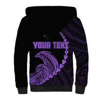 Personalised Guam Sherpa Hoodie Tribal Turtles Curves Style - Purple LT7 - Polynesian Pride