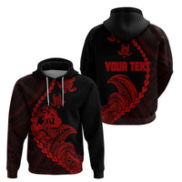 Custom Guam Hoodie Tribal Turtles Curves Style Red LT7 - Polynesian Pride