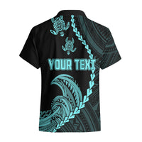 Personalised Guam Hawaiian Shirt Tribal Turtles Curves Style - Turquoise LT7 - Polynesian Pride