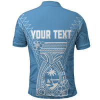 Custom Guam Polo Shirt Chamoro Latte Stone Mix Tropical Blue LT7 - Polynesian Pride