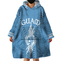 Personalised Guam Wearable Blanket Hoodie Chamoro Latte Stone Mix Tropical - Blue LT7 - Polynesian Pride