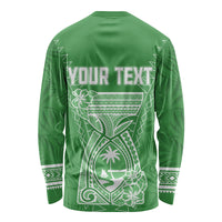 Personalised Guam Long Sleeve Shirt Chamoro Latte Stone Mix Tropical - Green LT7 - Polynesian Pride